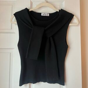 Black Sweater Tie Top